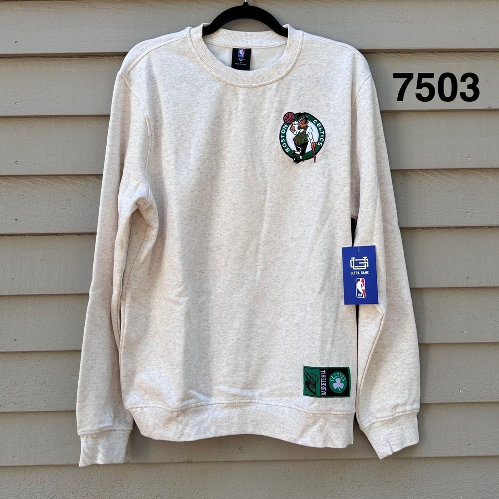 Ultra Game NBA Boston Celtics Crewneck Sweatshirt Oat Heather Mens Medium NWT